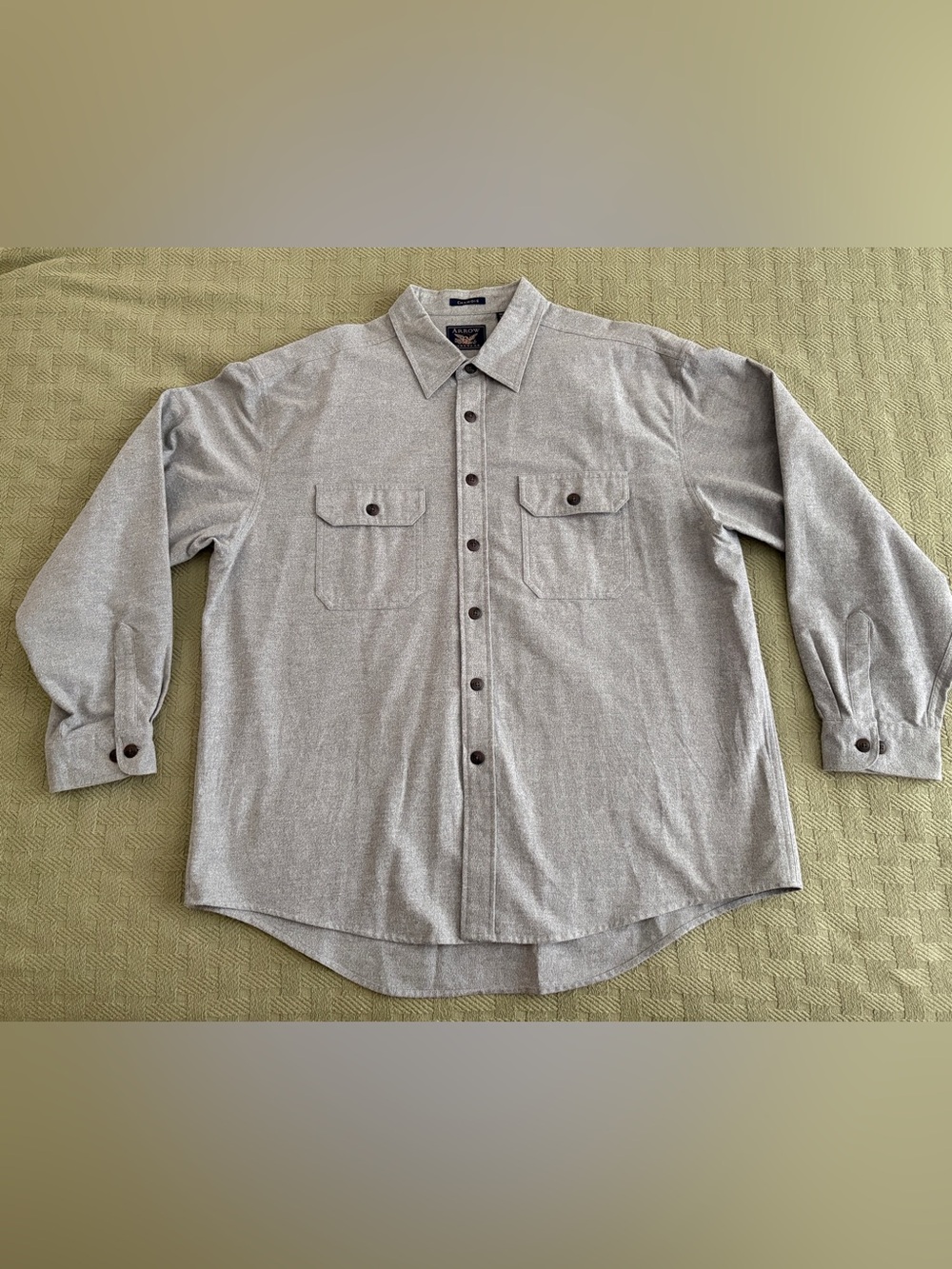 Arrow Chamois Men's Heather Gray Button-Down Shirt jacket with Chest Pockets XL